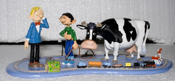 Le train électrique de Gaston avec Fantasio et la vache  (4772)