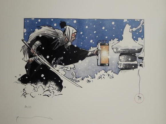 affiche MICHETZ Kogaratsu avec lanterne sous la neige