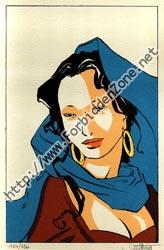 Ex-libris Roi Cyclope - Femme au foulard