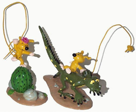 Bibi sur le cactus et Bibu chevauchant l'iguane  (4643)