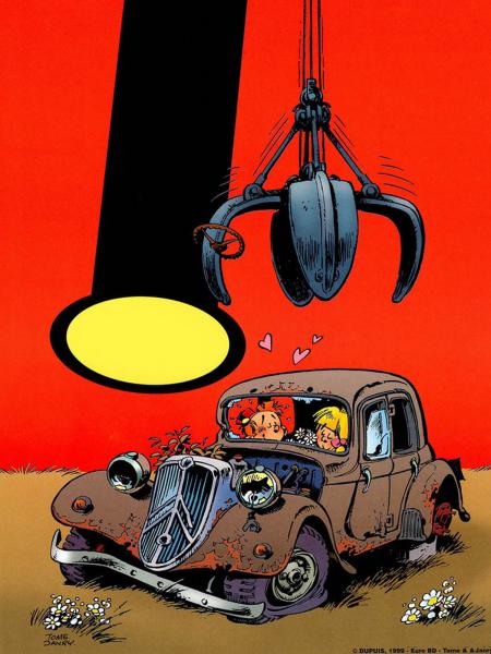 affiche JANRY Le petit Spirou - La panne d'essence