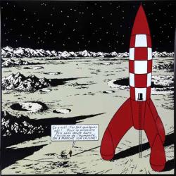 Tintin, On a marché sur la lune ("Ca y est ! ... J'ai fait quelques pas !") (97x97)